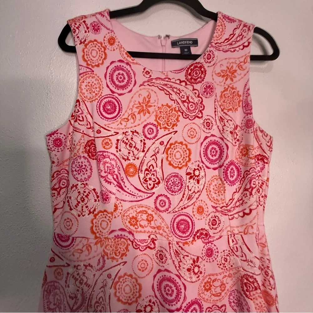 Lands’ End Pink Paisley Sleeveless Dress, Sz 10. - Picture 6 of 11